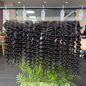 Vente en gros de closures en dentelle HD Deep Wave vierges vietnamiennes, tailles 5x5 et 6x6. Plusieurs tailles et formes de vagues disponibles. - Product Image 1