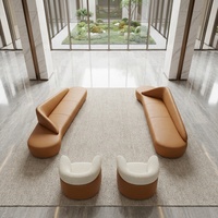 Sofá Seccional Modular de Lujo Moderno Nórdico, Curvo en Forma de Serpiente, de Cuero PU Duradero, Diseño Orgánico Pebble, para Villa, Gimnasio, Hospital, Sala de Estar