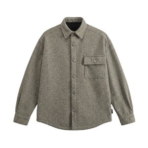 Jaket Shacket Pria Bahan Campuran Wol Rajut Musim Gugur, Jaket Tebal Kancing Tekan Kasual Ukuran Besar Tinggi Plus Size, Potongan Santai 6XL 7XL - Product Image 2