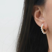 Boucles d'oreilles pendantes en perles d'eau douce de 4-4,5 mm, plaquées or, argent S925, qualité AAAA, blanches, classiques