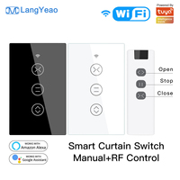 Interruptor Inteligente para Cortinas LangYeao Zigbee WiFi, Estándar Estadounidense, 600W, Panel Táctil de Vidrio para Persianas Enrollables, Compatible con Tuya, Alexa y Google Home
