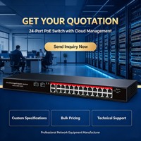 Switch PoE de 24 Puertos Administrado en la Nube, 10/100 Mbps, 2 Puertos de Uplink Gigabit, 2 Puertos SFP, Presupuesto PoE de 360 W, Gestión Remota