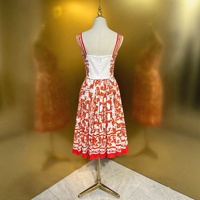 Robe décontractée OUDINA élégante et tendance, sans manches, col halter, style vintage, en mélange coton-polyester, imprimé floral, coupe trapèze, longueur thé