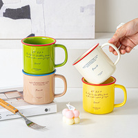 Tasse à café rétro style Ins, en grès coloré, personnalisable avec logo, emballage en boîte blanche, pour eau, petit-déjeuner, lait