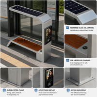 Banc solaire intelligent publicitaire avec chargeur USB/WiFi, design moderne en acier inoxydable pour usage extérieur dans les parcs et les gymnases