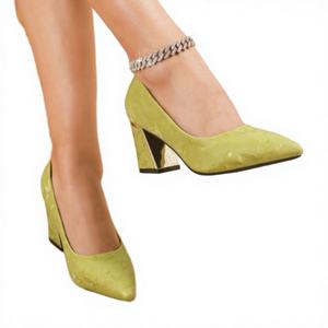 Chaussures de mariée élégantes à talon carré de haute qualité pour femmes, bout pointu, dessus en soie, motif floral, antidérapantes, respirantes, légères - Product Image 3