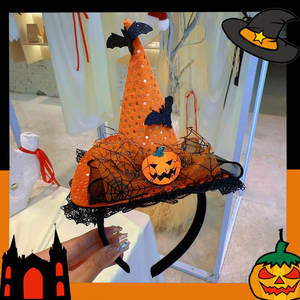 Chapeau magique de sorcière d'<span class=keywords><strong>Halloween</strong></span> Bandeau Coiffe drôle en dentelle Nouvelle arrivée Décorations de fête pour le <span class=keywords><strong>maquillage</strong></span> - Product Image 3