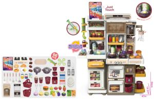 Jouet de <span class=keywords><strong>cuisine</strong></span> pour enfant, maison de jeu, 66 cm, avec double armoire, fonction pulvérisation, table à manger, et kit de pâte à <span class=keywords><strong>modeler</strong></span> avec fonction d'enregistrement - Product Image 5