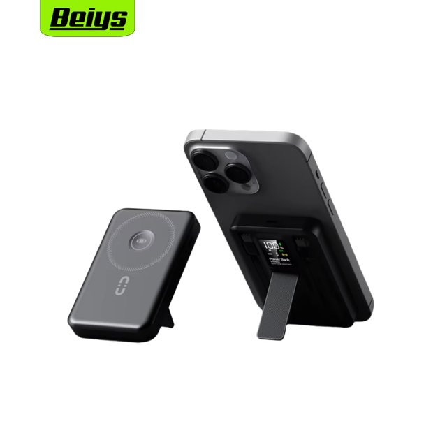 High Quality 10000mAh Mini Magnetic 15W Wireless Power Bank 22.5W PD Fast Charging Foldable Stand with Digital Display