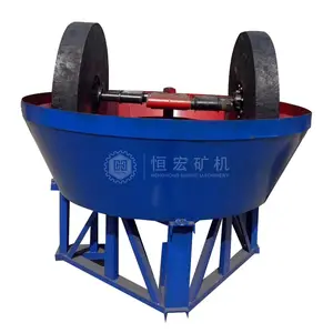 High Productivity Double Wheels Edge Runner Mill 1000 1100 1200 Wet Pan Mill 1-2 Tons Per Hour Gold Ore Grinding Mill