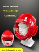 Casque de Taekwondo en plastique souple et respirant pour enfants et adultes, masque intégré pour l'entraînement Sanda et le karaté, protection intégrale de la tête
