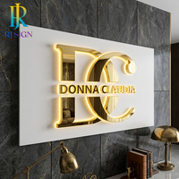 Lettres LED en métal acrylique 3D personnalisées en or miroir, enseigne publicitaire rétroéclairée pour bar, bureau, salon de beauté, salon de coiffure