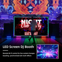 Façade d'affichage LED moderne avec système de changement de couleur de logo personnalisé, conception de cabine DJ portable en treillis