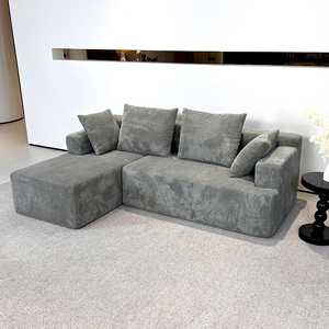 Oem nhà máy vải to sợi vải bọt góc nhỏ L hình dạng 3 chỗ ngồi sofa chân không tiết kiệm không gian nén sofa cắt - Product Image 4