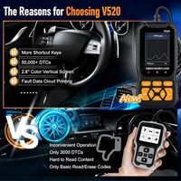 Lector de Códigos OBDII V520 con Función Completa OBD2, Herramienta de Diagnóstico de Automóviles, Escáner de Automóviles OBD de 12 V