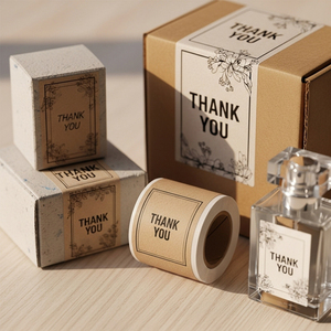 Xjy biểu tượng tùy chỉnh in ấn CuộN sticker tự dính kraft giấy nhãn vận chuyển nước hoa bao bì Cảm ơn bạn dán - Product Image 1
