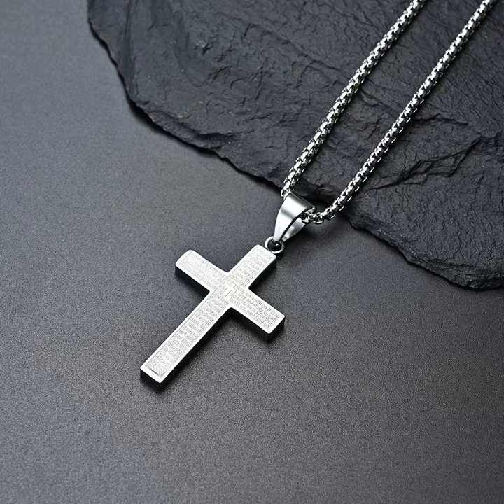 Retro Faith Bible Scripture Cross Pendant Necklace Gold Plated ...