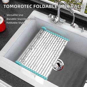 Escurridor de Platos Enrollable Multiusos Tomorotec de Acero Inoxidable, 17.7x12.5 Pulgadas, Plegable, para Fregadero de Cocina y Accesorios - Product Image 2