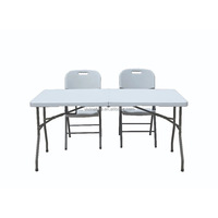 Table pliante portable robuste en plastique de 6 pieds, pliable en deux, table de pique-nique pliable
