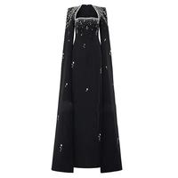 Robes maxi de soirée de haute qualité pour femmes grandes tailles, col montant, dentelle perlée