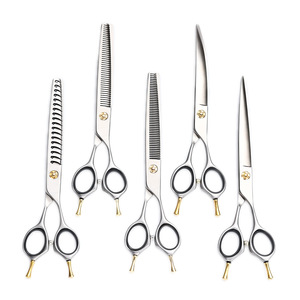 Ac 7 Inch Fluffy Fishbone Shears 7.5 Inch Straight And Curved Pet Grooming Scissors Aichi 440C Japan Made - Product Image 1