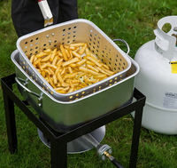 Friteuse extérieure en aluminium de 12 litres avec panier intérieur nano-enduit et brûleur au propane de 50 000 BTU pour la friture du poisson, des ailes de poulet et des frites