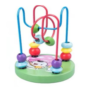 Mini laberinto de cuentas de madera, ábaco de alambre colorido con base de dibujos animados, juguete sensorial educativo para niños pequeños y bebés - Product Image 1
