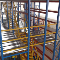 Plateforme de mezzanine simple ou double couche en option, unité de structure modulaire roulante à combinaison libre, rayonnage de mezzanine multi-niveaux