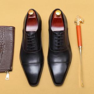 Chaussures Oxford pour hommes à trois œillets, style britannique, bout pointu, noires, de luxe, de créateur, élégantes en cuir - Product Image 3