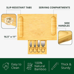 Plateau à fromages en bambou personnalisé avec ensemble d'ustensiles pour charcuterie - Product Image 2