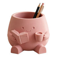 Figurine de personnage souriant mignonne, impression 3D, porte-stylo et pot à succulentes double usage, conteneur de rangement de bureau, décoration unique pour la maison
