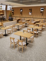 Combinaison Table et Chaises en Bois Massif pour Restaurant Français, Banquette Murale de Restaurant Commercial, Personnalisation