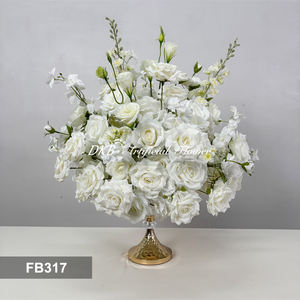 Boules de fleurs artificielles en soie faites à la main, réalistes et de haute qualité, personnalisées en usine, pour centres de table de mariage, blanches, longue durée - Product Image 2