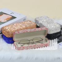 Boîte de rangement pour lunettes de soleil et lunettes de vue pour filles, avec paillettes de cristal, de haute qualité, pour voyage, bureau, etc.