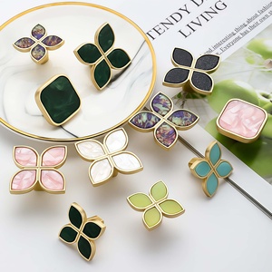 Nordic Luxury Minimalist 2-in-1 <strong>Pulls</strong>-Solid Zinc Alloy 7-Color Petal/Round Square Single Hole Durable Antirust <strong>Knobs</strong> for - Product Image 3