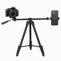 Tripod Perjalanan Ringan 0.74kg Lipat 46cm Penyangga Video untuk Vlog Live Streaming Studio Fotografi DSLR Ponsel