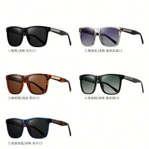 Lunettes de soleil polarisées carrées TR90 anti-éblouissement UV400 pour hommes, avec logo personnalisé, style vintage 2025, pour la conduite et la pêche - Product Image 4