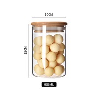 Pot de conservation en verre borosilicate avec couvercle en bambou, écologique, grande capacité de 16 oz, récipient à épices moderne pour la cuisine