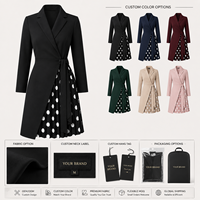 Fabricant de robes sur mesure, vêtements personnalisés, blazer noir, robe de bureau à pois pour femmes, robes plissées