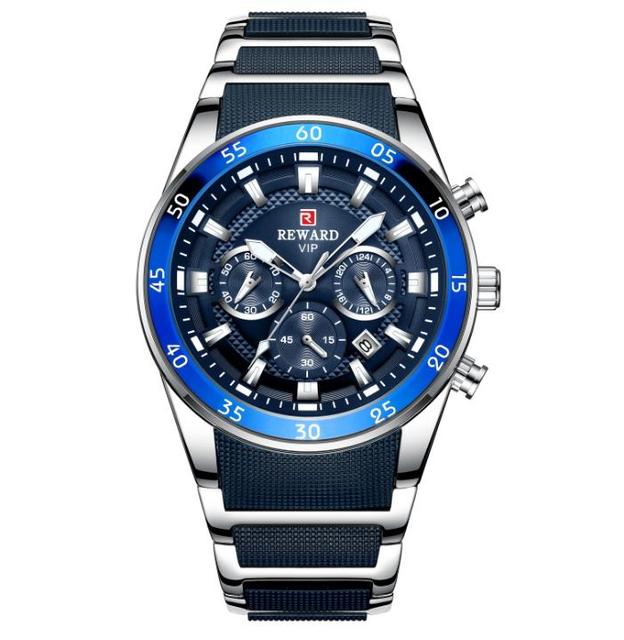 REWARD RD81011M Hot Sell Black Male Quartz Watch Stainless Steel Band Water Proof Chrono Multi Function Outdoor Reloj Watch