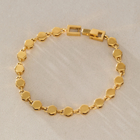 Bracelet à fermoir géométrique poli J&D, plaqué or 18K PVD, acier inoxydable, chaîne sculpturale superposée, pour femmes