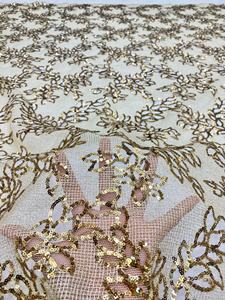 Tissu à paillettes tissé avec dentelle nigériane tricotée à motif brodé pour vêtements pour la mode africaine - Product Image 3