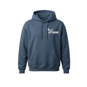 Sudadera con Capucha Personalizada con Diseño de Águila Feroz, Azul Grisáceo, Estilo Holgado, Ropa Deportiva Casual para Hombre y Mujer, Venta al Por Mayor OEM - Product Image 1