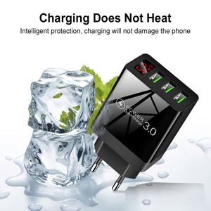 3-Port USB Charging Head with <b>Smart</b> Display Screen Built-in EU, US & UK Standard <b>Plugs</b> for Global Travel - Product Image 4