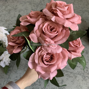 E-972 <span class=keywords><strong>Flores</strong></span> <span class=keywords><strong>de</strong></span> Seda Hechas a Mano Ecológicas y Coloridas al por Mayor, Ramos <span class=keywords><strong>de</strong></span> Rosas Artificiales <span class=keywords><strong>de</strong></span> 9 Cabezas - Product Image 5