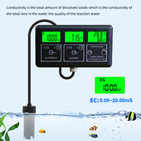 Analyseur de qualité de l'eau multiparamètres, nouveau modèle 2024, capteur de pH, EC, TDS, ORP, CF, humidité, température, moniteur 7 en 1 pour l'élevage de poissons