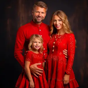 2023 Vestidos De Fiesta vestido De lujo para mujeres adultas ropa De vacaciones personalizado Feliz familia vestido De Navidad para mujeres niños familia