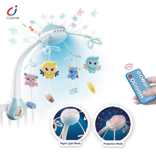 Projection Night Light Remote Control Bed Bell Baby Toys Kids Musical Baby Crib Mobile