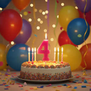 Vela de Cumpleaños Party Love Número 4 Fucsia 4.5Cm - Product Image 3