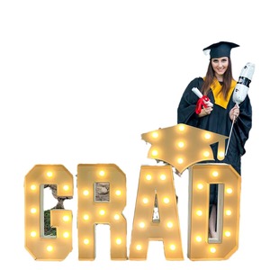 DAMAI 2025 Lettres géantes noires et dorées lumineuses pour décorations de remise de diplôme, cadre de lettres géantes, lumières pour toque de remise de diplôme - Product Image 5